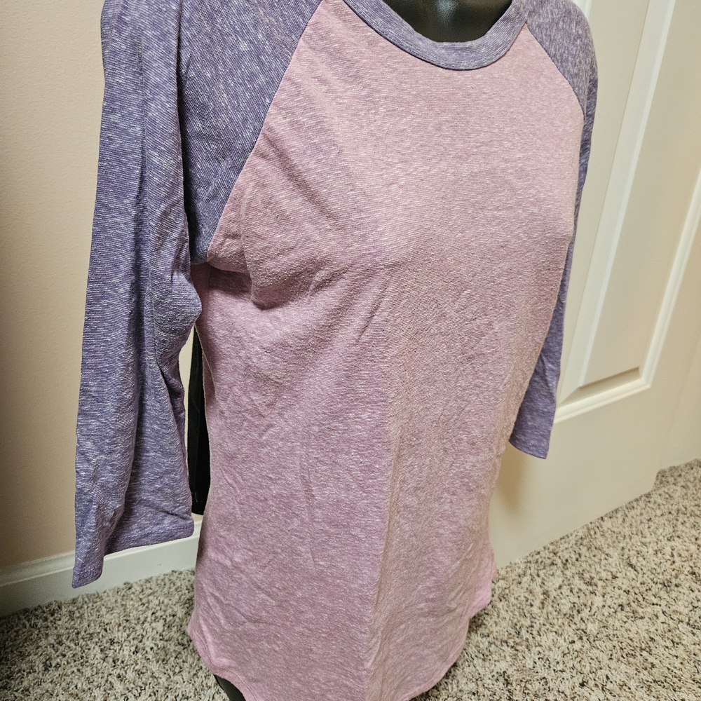 LuLaRoe Randy Purple and Pink 3/4 Sleeve Raglan Tee - Picture 5 of 9
